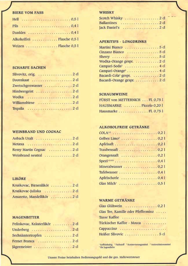 Speisekarte Seite 2
